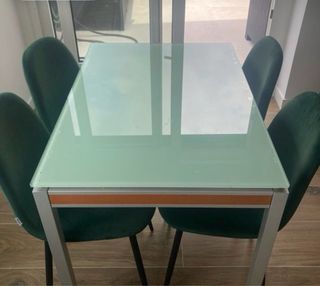 Mesa de cocina extensible cristal y metal