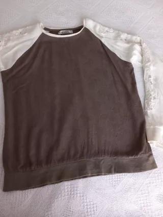 Camisa manga raglán encaje