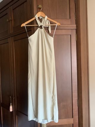 Vestido largo beige con anilla