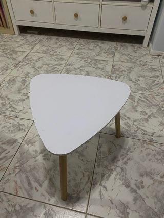 Juego de 2 mesas auxiliares blancas y madera