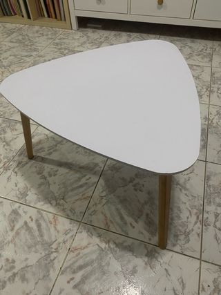 Juego de 2 mesas auxiliares blancas y madera