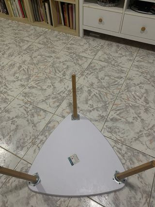 Juego de 2 mesas auxiliares blancas y madera