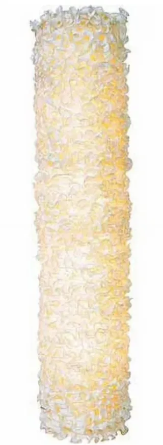 Lámpara de pie tela blanca y amarilla