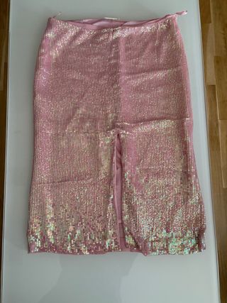 Falda Larga Lentejuelas Rosa