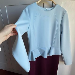 Abito color block neoprene azzurro burgundy