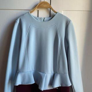 Abito color block neoprene azzurro burgundy