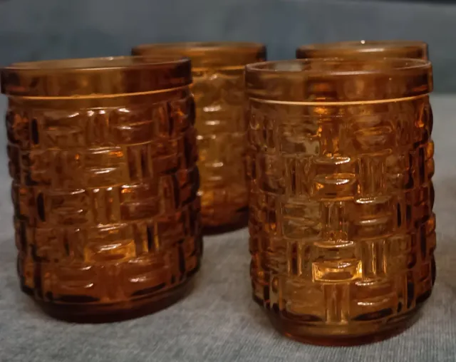 Vasos Vintage Vidrio Trenzado Ámbar