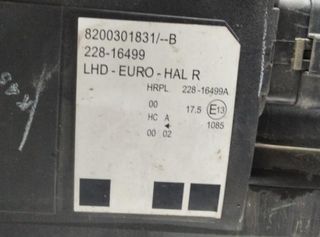 Renault 431983 faro der 8200301831 modus dynamique