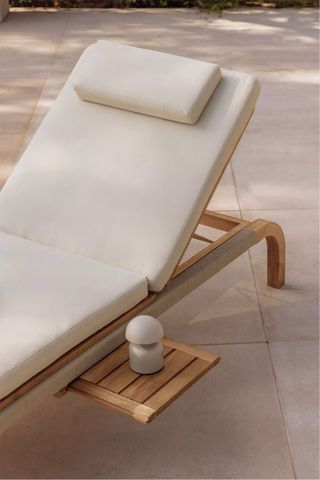 Pack tumbonas de jardín madera y tela beige