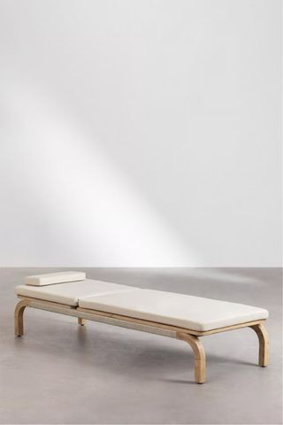 Pack tumbonas de jardín madera y tela beige