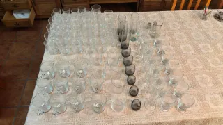 Lote copas, vasos y salero cristal