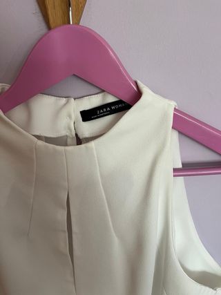 Blusa Zara Blanca Cuello Alto