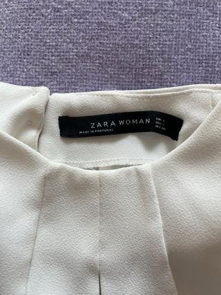 Blusa Zara Blanca Cuello Alto