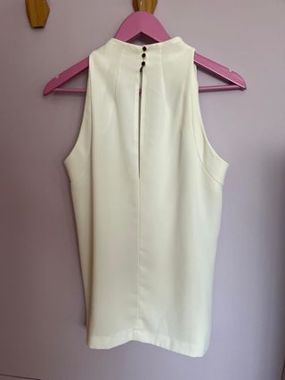 Blusa Zara Blanca Cuello Alto
