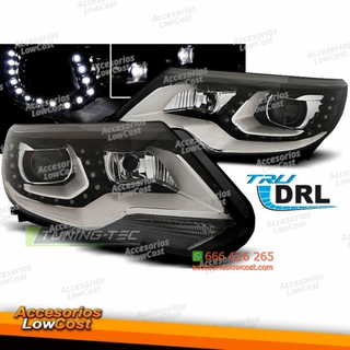 FAROS DELANTEROS TRUE DRL NEGRO para VW TIGUAN 20