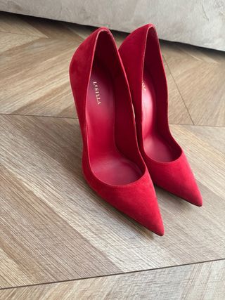Tacones Le Silla Rojos Dorados Usados 1 Vez