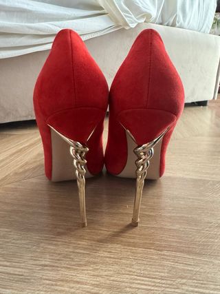 Tacones Le Silla Rojos Dorados Usados 1 Vez