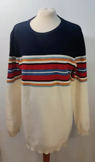 Jersey PULL&BEAR Blanco y Rayas  Talla XL Nuevo