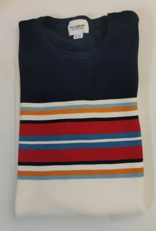 Jersey PULL&BEAR Blanco y Rayas  Talla XL Nuevo