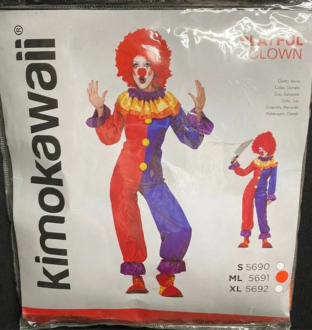 Disfraz Payaso Terror Adulto Talla M/L