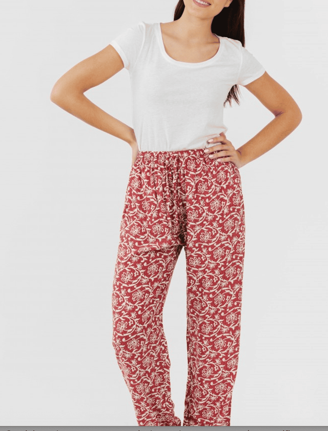 Pantalón ancho estampado floral rojo