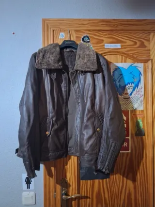 Cazadora de aviador marrón de piel