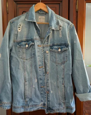 Casaco de ganga Stradivarius azul M