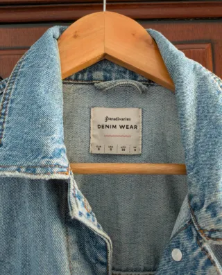 Casaco de ganga Stradivarius azul M