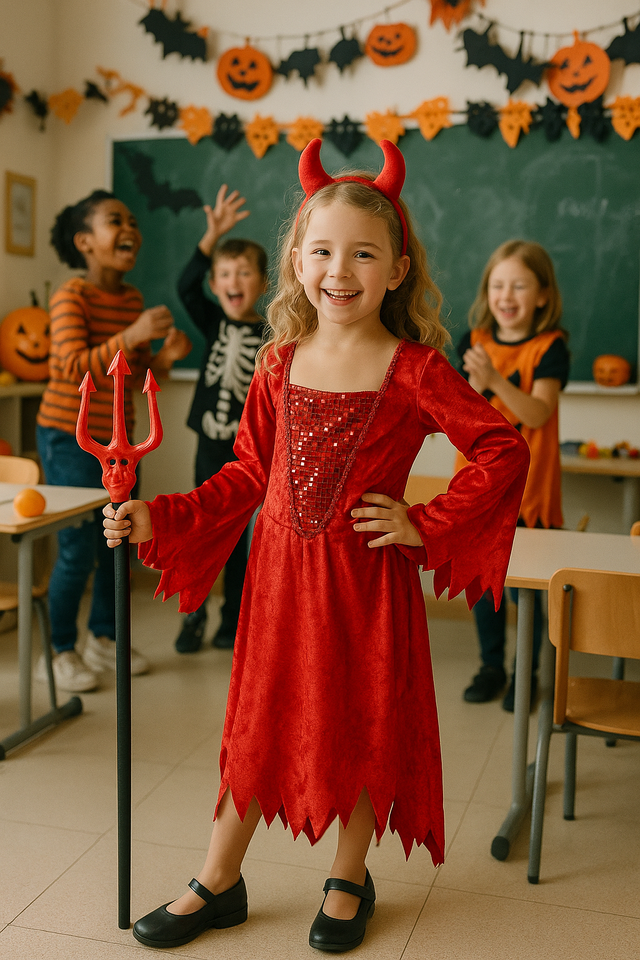 Disfraz Demonio rojo Niña Halloween Talla 4-9 