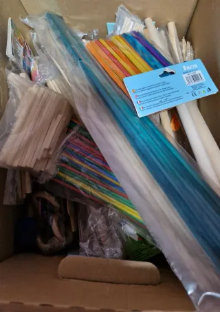 Lote Material Manualidades Palitos Colores y Mader