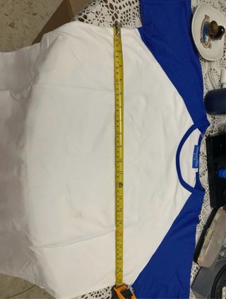 Camiseta unisex blanca y azul XXL