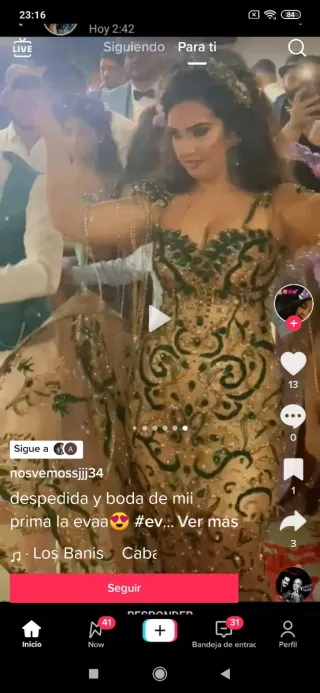 Vestido de novia pedrería dorado