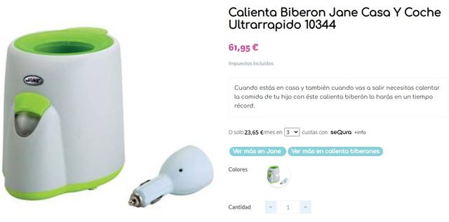 Calientabiberones Jane Ultra-rápido Coche