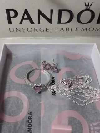 Conjunto  Corazón Rosa Plata