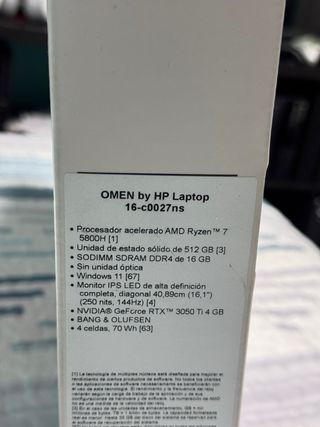 HP Omen 16-c0027ns Ryzen 7 RTX 3050 Ti