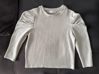 Jersey Mango S Beige Manga Larga Fruncido