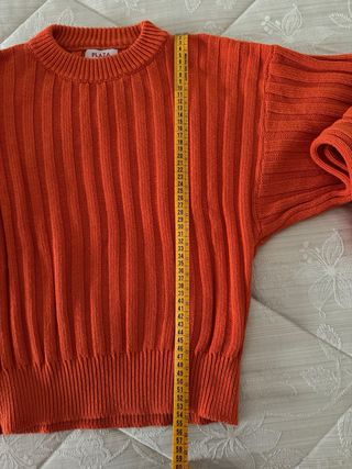 Italian vintage knitted orange jumper ribbed trims