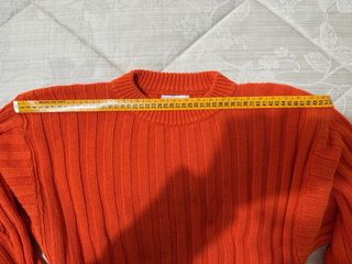 Italian vintage knitted orange jumper ribbed trims
