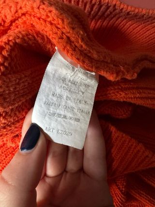 Italian vintage knitted orange jumper ribbed trims