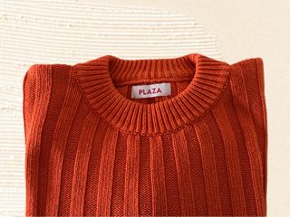 Italian vintage knitted orange jumper ribbed trims