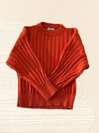 Italian vintage knitted orange jumper ribbed trims