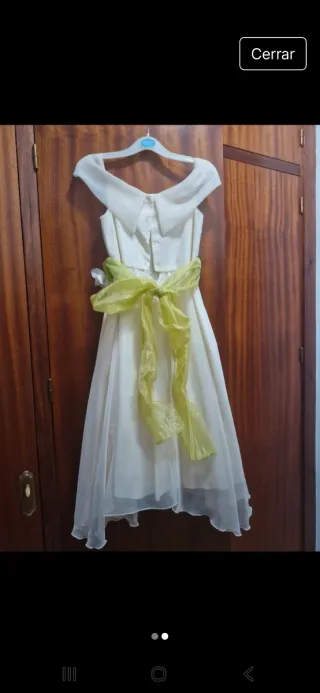 Vestido de fiesta blanco y verde