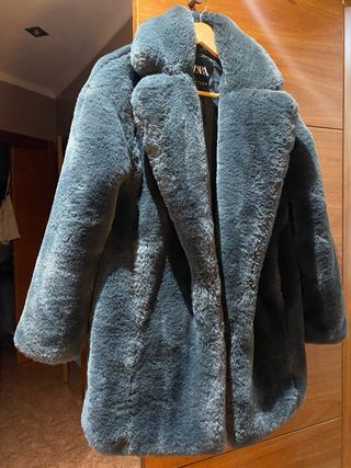 Saco Zara Piel Sintética Gris Talla m