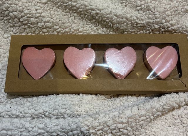 Bombe da bagno a forma di cuore rosa x4