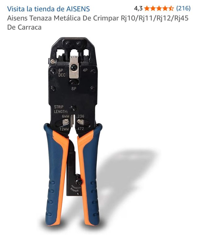 Tenaza Crimpadora AISENS RJ10/RJ11/RJ12/RJ45