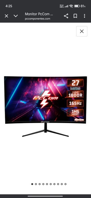 Monitor gaming curvo 27" Gaming PcCom 165Hz