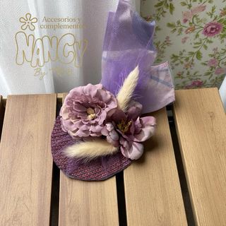 Tocado Nancy Boda Fiesta Lila Rosa