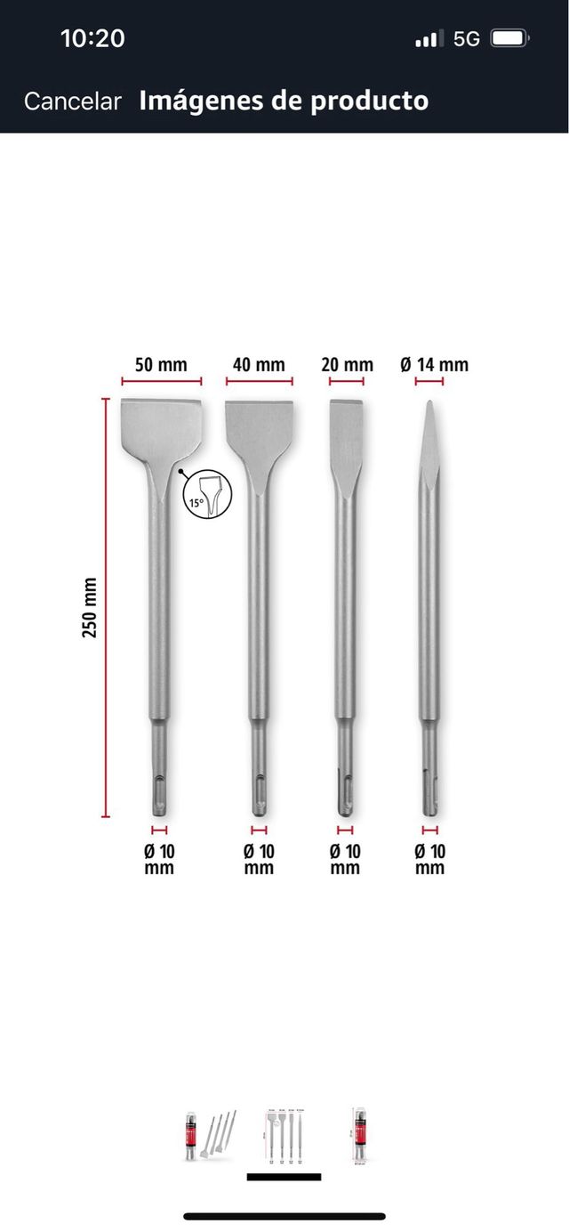 Juego 4 cinceles Einhell SDS Plus (nuevo)