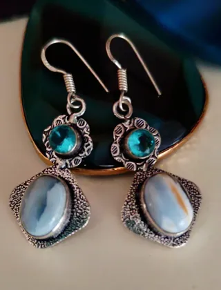 Pendientes Plata y Ópalo azul