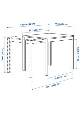 Mesa extensible blanca 120x74